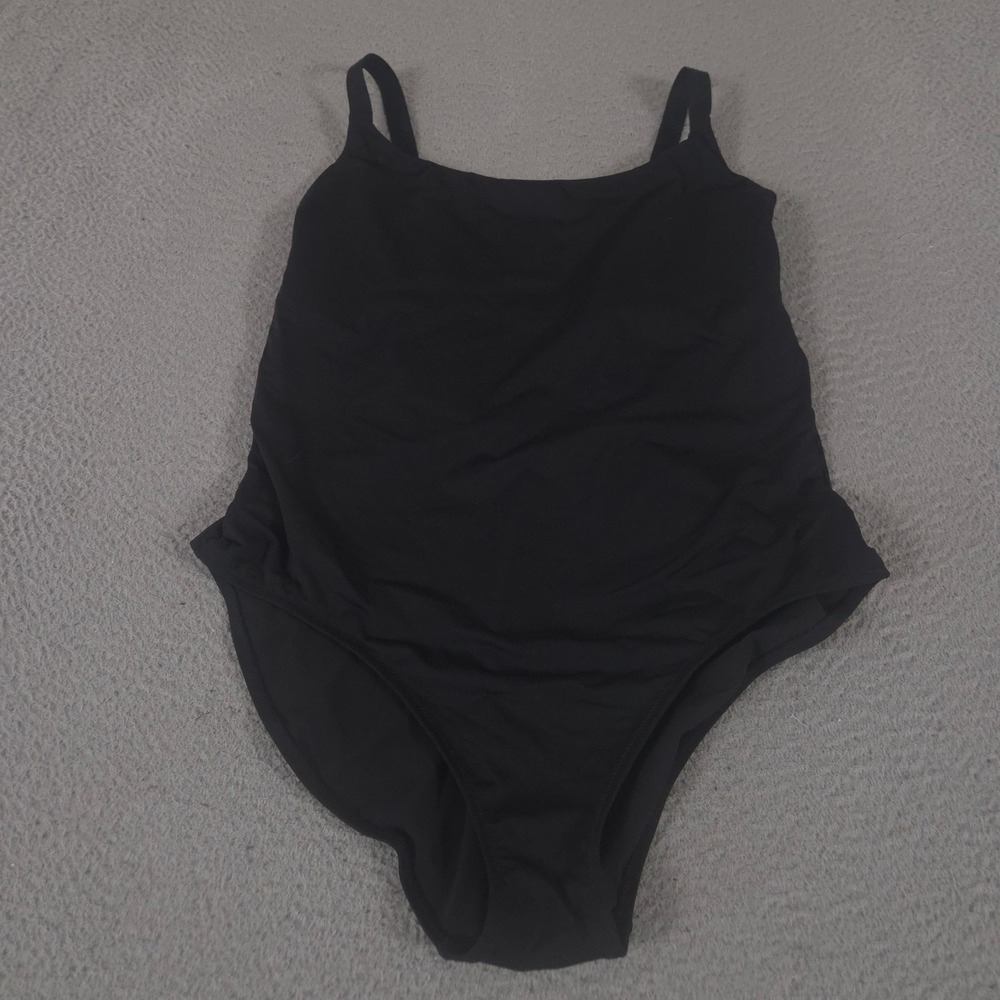 Athleta Swimsuit Womens XL Black Hermosa One Piece Solid Adjustable Straps Scoop